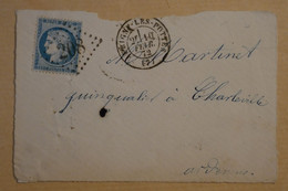AL4 FRANCE  BELLE LETTRE DEVANT1874 ERIGNY POUR  CHARLEVILLE   +N° 60+ AFFRANCH. PLAISANT - 1871-1875 Ceres