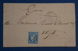AL4 FRANCE  BELLE LETTRE  1871 GRAVESON  PAR  LYON  ++++ BORDEAUX N°46 BIEN MARGé+ AFFRANCH. INTERESSANT - 1870 Bordeaux Printing