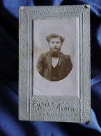 Photo Petite CDV Gachet à Alger - Jeune Homme Barbu, Portrait, Circa 1900-10 L578A - Alte (vor 1900)