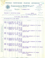 Factuur Ets Motte Te Mouscron - Peignage - Teinturerie - Filature - Retorderie : 1949 - Vestiario & Tessile