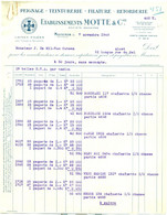 Factuur Ets Motte Te Mouscron - Peignage - Teinturerie - Filature - Retorderie : 1949 - Kleding & Textiel