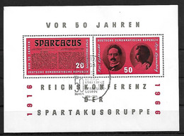 DDR  1966  Mi Block25  50. Jahrestag Der Reichskonferenz Der Spartakusgruppe  Gestempelt - Blocs