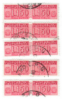 ITALIA REPUBBLICA ITALY REPUBLIC1955 1981 PACCHI IN CONCESSIONE PARCEL POST STELLE 1968LIRE 150 USATO CINQUE  COPPIE - Pacchi In Concessione