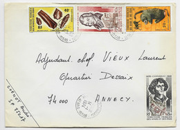 AFARS ISSAS 8FR COPERNIC  +10FR+PA 20FR+40FR LETTRE COVER DJIBOUTI 14.1.1974 - Lettres & Documents