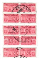 ITALIA REPUBBLICA ITALY REPUBLIC1955 1981 PACCHI IN CONCESSIONE PARCEL POST STELLE 1968LIRE 150 USATO CINQUE  COPPIE - Pacchi In Concessione