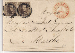 BRIEF P52 HABAYE LA NEUVE NR6 IN PAAR NAAR MARCKE 03.01.52-DATUMSTEMPEL ROOD - 1851-1857 Medaillen (6/8)
