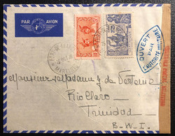 Martinique Lettre Tarif à 7FR25 1939 N°152a Type II & 169 Obl De Fort De France Pour Trinidad ! Avec Double Censure TTB - Covers & Documents