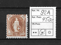 1905 - 1908 STEHENDE HELVETIA  → 13 Zähne Weisses Papier Mit Wasserzeichen   ►SBK-92A* / SBK-450.-◄ - Ongebruikt