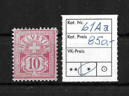 1882 - 1889 ZIFFERMUSTER → Faserpapier Kontrollzeichen Form A     ►SBK-61Aa* Rosa / CHF 850.-◄ - Neufs