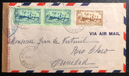 Martinique Lettre Tarif à 4FR75 1939 N°150 X2 & 145 Obl De Fort De France Pour Trinidad ! Avec Double Censure TTB - Storia Postale