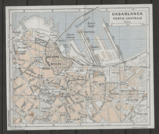 CARTE PLAN MAP 1954 MAGHREB MAROC MOROCCO - CASABLANCA CENTRE ANCIENNE MÉDINA PISCINE PARC EXPO GARE MARITIME DOUANE - Cartes Topographiques