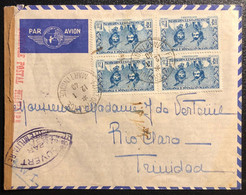 Martinique Lettre Tarif à 7FR 1940 N°149B Obl De Fort De France Pour Trinidad ! Avec Double Censure TTB - Covers & Documents
