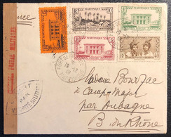 Martinique Lettre Tarif à 1FR 1939 5 Timbres Obl De Fort De France Pour Camp Major Par Aubagne Voie Maritime + Censure - Cartas & Documentos