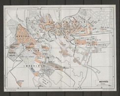 CARTE PLAN MAP 1954 MAGHREB MAROC MOROCCO - MEKNES - VILLE NOUVELLE MÉDINA VILLE IMPÉRIALE SECTEUR INDUSTRIEL HIPPODROME - Cartes Topographiques