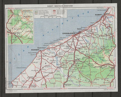 CARTE PLAN MAP 1954 MAGHREB MAROC MOROCCO - CIRCUIT SALÉ RABAT FÉDALA CASABLANCA AZEMMOUR MAZAGAN OUED ZEM SETTAT - Cartes Topographiques