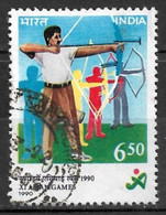 India 1990. Scott #1328 (U) 11th Asian Games, Beijing, Archery - Used Stamps
