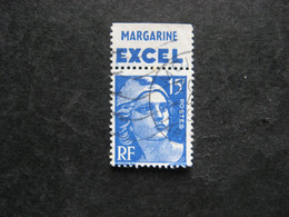 A). TB N° 886a, Oblitéré. Avec PUB Supérieure " EXCEL ". - Used Stamps