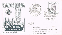 43013. Carta BARCELONA 1967. Exposicion Filatelica JOSEFINA, San Jose. Catedral - 1961-70 Cartas