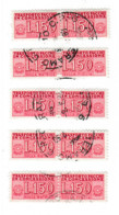 ITALIA REPUBBLICA ITALY REPUBLIC1955 1981 PACCHI IN CONCESSIONE PARCEL POST STELLE 1968LIRE 150 USATO CINQUE  COPPIE - Consigned Parcels