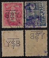 Japan 2 Stamp With Perfin Monogram T/YSB By The Yokohama Specie Bank Ltd Lochung Perfore - Sonstige
