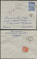 Exportation 4fr Obl. BRUXELLES S/lettre + Tx France 10fr Obl. PARIS Pour Poste Restante 1950 (x394) - 1948 Export