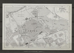 CARTE PLAN MAP 1954 MAGHREB MAROC MOROCCO - RABAT LA MÉDINA - SÉMAPHORE PHARE MOSQUÉES - Cartes Topographiques