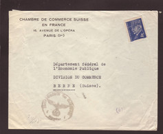 3 Lettres "Chambre De Commerce Suisse En France" Paris/Lyon Aff 4f Pétain Obl. Rosette -> Suisse Censure L Nr 3 Et 4 - 2. Weltkrieg 1939-1945