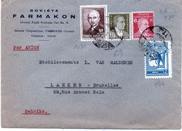 TURQUIE - N° 817 +964 +971 +1031 / LETTRE Par AVION Pour BRUXELLES (Belgique)C à D - ISTAMBUL / 12-3-54 - Storia Postale