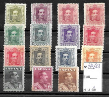 Alfonso XIII MH 1922-30 Edifil 310/23 Con Fijasellos Yvert 272/86 - Nuevos