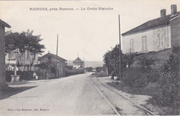 RIORGES Prés Roannne La Croix-Blanche Animée Ligne De Tramway # 1918     879 - Riorges