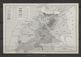 CARTE PLAN MAP 1954 MAGHREB MAROC MOROCCO - ÉTAPES DE LA PACIFICATION FRANCAISE 1907 1934 - ZONES D'OCCUPATION - Cartes Topographiques