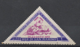 1952 SAN MARIN NEUF Poste Aerienne  Fiori Filatelia Giornata Filatelica Riccione Ciclamini - Unused Stamps