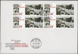 Suisse - 2021 - Bourbaki Armee - Viererblock - Ersttagsbrief FDC U4 ET - Brieven En Documenten