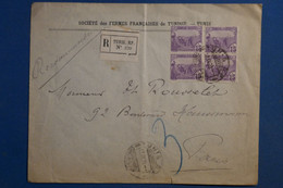 AL6 TUNISIE   BELLE LETTRE RECOM. 1920 TUNIS POUR PARIS FRANCE+ ++ AFFRANCHISSEMENT INTERESSANT - Brieven En Documenten