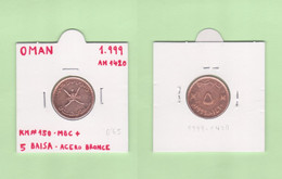 OMAN  5 BAISA  1.999  AH1420  Acero Bronce  KM#150  MBC+/VF+  DL-12.857 - Oman