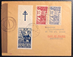 Martinique Lettre 1944 Obl N° 168 & 169 Obl Fort De France En Ville + Vignette D'aide Aux Resistants à 100fr Rare ! - Briefe U. Dokumente