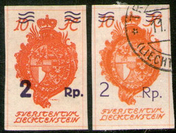 LIECHTENSTEIN Serie X 2 Sellos RESELLADOS POR LA ADMINISTRACIÓN SUIZA Año 1921 – Valorizada En Catálogo U$S 51.40 - Sonstige & Ohne Zuordnung