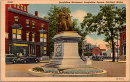 Maine Portland Longfellow Square Longfellow Monument Curteich - Portland