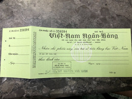 VIET NAM SOUTH- OLD GOVERNMENT BANK CHECKS PEPER-NOT USED YET- BEFORE 1975-check Issuing Bank-of VIET NAM NGAN HANG-NUMB - Chèques & Chèques De Voyage