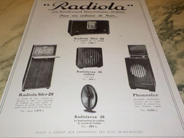 ANCIENNE PUBLICITE LE SFER 28 ET  RADIOLA  1928 - Sonstige & Ohne Zuordnung