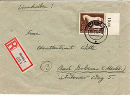 50549 - Deutsches Reich - 1944 - 42Pfg. Braunes Band EF A. R-Bf. STETTIN -> BAD DOBERAN - Horses