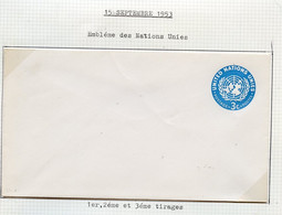 NU New York - Vereinte Nationen Entier Postal 1953 Y&T N°PAP1953-02 - Michel N°GZS1953-02 *** - 3c  Bâtiment De L'ONU - Lettres & Documents