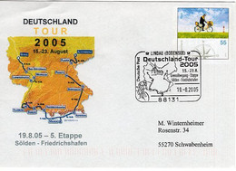 50550 - Bund - 2005 - 55c. Plusbrief "Brieftraeger" SoStpl. LINDAU - DEUTSCHLAND-TOUR 2005 -> Schwabenheim - Cyclisme