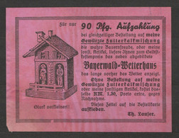 Bayernwald Wetterhaus 90 Pfg Aufzahlung Th Laufer Chemische Fabrik Regensburg 1937 - Unclassified