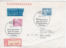 50570 - DDR - 1989 - 35Pfg. Kl.Bauten MiF A. R-LpBf. GOTHA - ... SINFONIEORCHESTER ... THUERINGEN -> TEL AVIV (Israel) - Musik