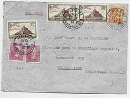 FRANCE N°260X3+289+ 1FR HUGO X2 LETTRE AVION PARIS 81 11.6.1937 POUR ARGENTINE AU TARIF - 1960-.... Briefe & Dokumente
