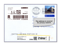 Switzerland 2021 (G6) Label Ticket Cover Train Station Lucerne Luzern Envelope Registered Cover - Briefe U. Dokumente