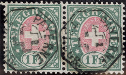 Heimat VD PAYERN ~1885 Telegraphen-Stempel Auf Paar Zu#17 Telegrapfen-Marke 1 Fr. - Telegraph