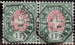Heimat VD PAYERN ~1885 Telegraphen-Stempel Auf Paar Zu#17 Telegrapfen-Marke 1 Fr. - Telegraafzegels