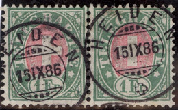Heimat AR HEIDEN 1886-09-18 Post-Stempel Auf Paar Zu#17 Telegrapfen-Marke 1 Fr. - Telegraafzegels